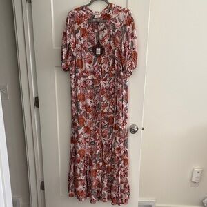 Knox Rose Elegant Floral Maxi Dress - Pink and Orange